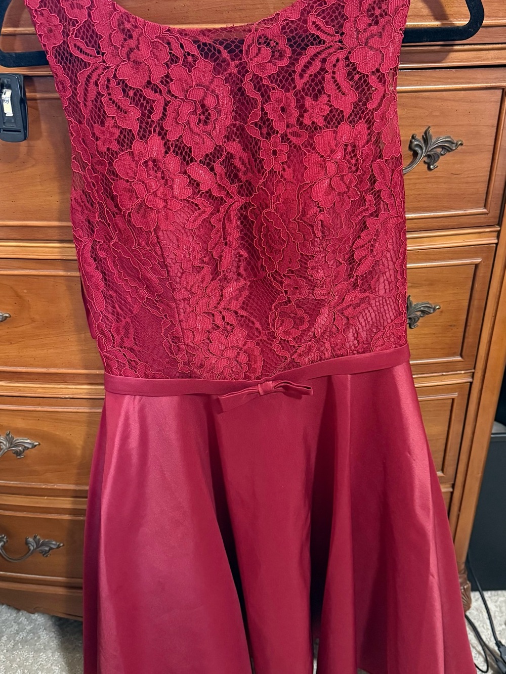 Women's Red Lace Fit-and-Flare Formal Dress